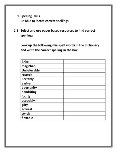 Spelling Skills Level 1 (SEN) (OCN)