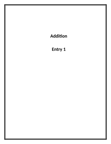 Addition booklet Entry 1