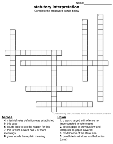 statutory interpretation crossword