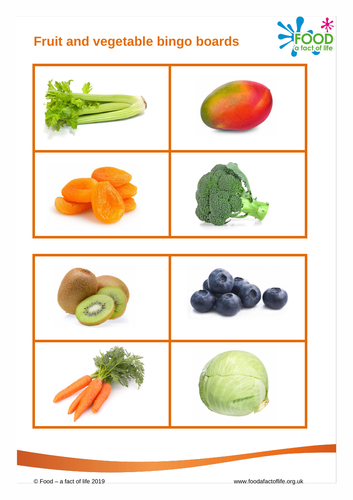 Fruit and Vegetable Bingo