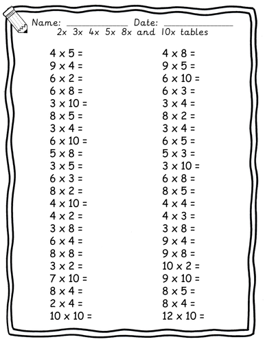 Year 3 times tables