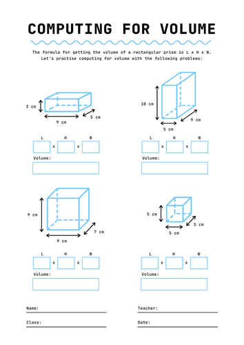 Volume of rectangular prisms. Years 6-8