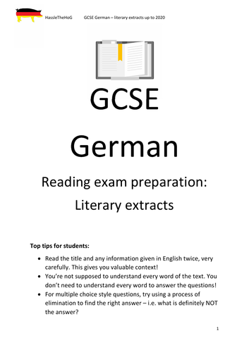 GCSE German literary extracts booklet