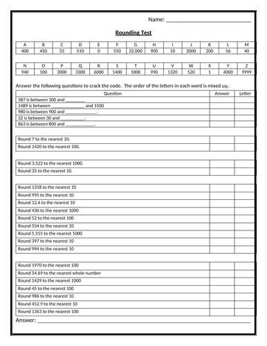 (pre)rounding test - ages 10 and 11