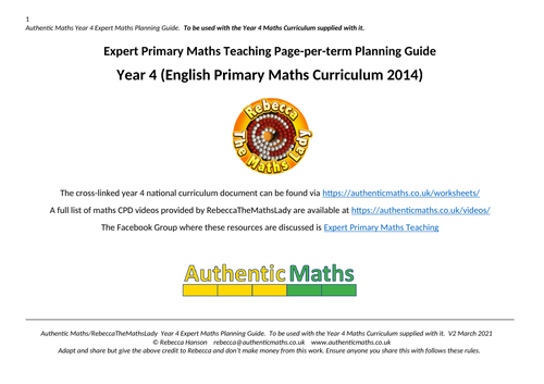 Year 4 maths term-per-page planning guide