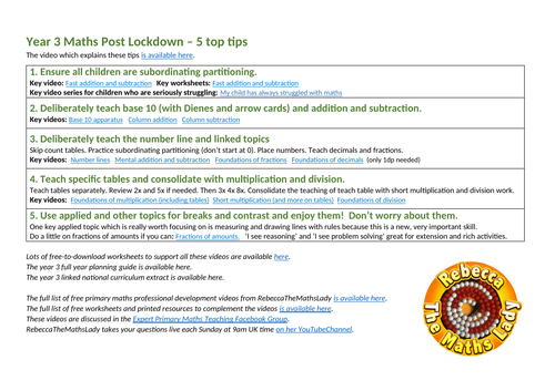 Year 3 maths post-lockdown - 5 steps recovery guide