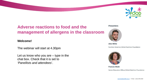 Adverse reactions to food and the management of allergens in the classroom presentation