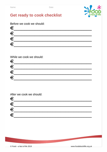 Cooking - Get ready to cook Worksheet