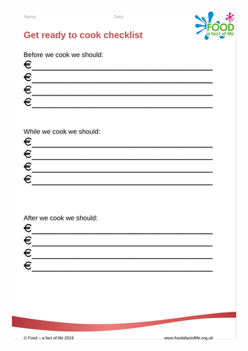 Cooking - Get ready to cook Worksheet | Teaching Resources