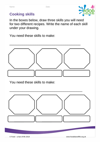 Cooking - Skills Worksheet