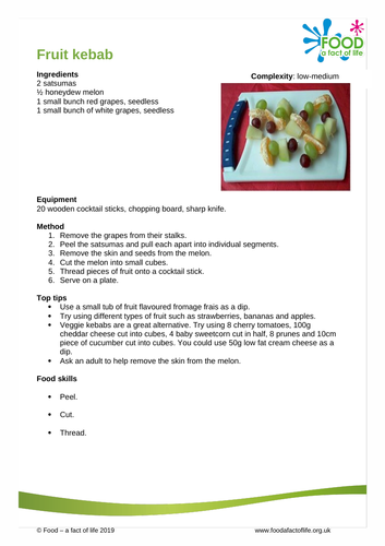 Cook Club - Fruit Kebabs Recipe Cards
