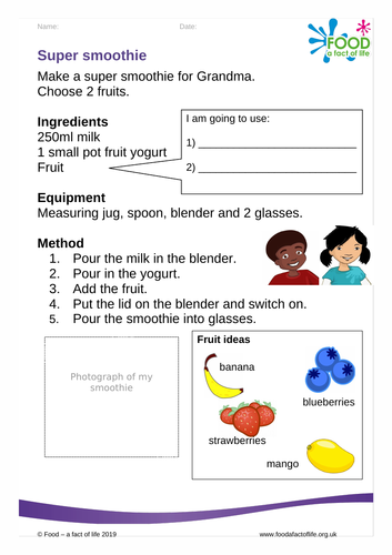 Healthy Eating - Key Fact 3 - Smoothie Recipe