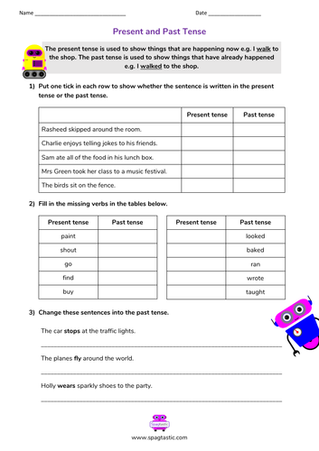 Present And Past Tense Teaching Resources