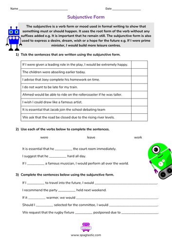 Subjunctive Form Teaching Resources