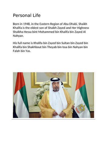 UAE Social Studies - Sheikh Khalifa