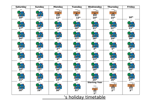 Summer holiday- Visual Calendar