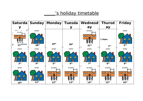 Easter holiday-visual calendar