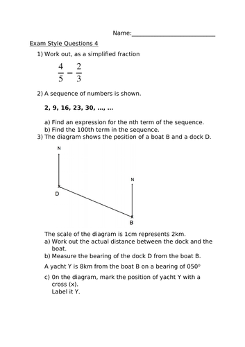 HIGHER EXAM STYLE QUESTIONS 4