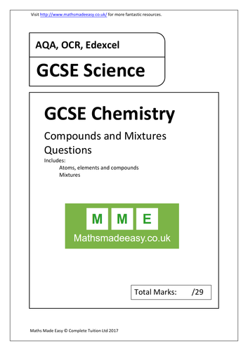 GCSE EDUQAS Chemistry Pure Substance and mixture Complete Revision Summary
