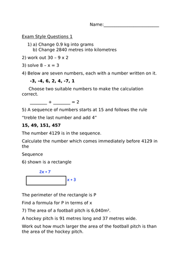FOUNDATION EXAM STYLE QUESTIONS 1