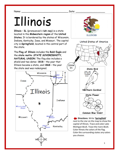 Illinois - Introductory Geography Worksheet