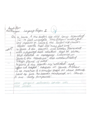 Grade 9 marked English Language Q2-5 (Paper 2)