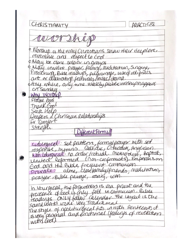 9-1 GCSE RS Christian Practices Notes (with quotes)