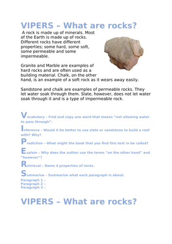 VIPERS - What are rocks? Comprehension