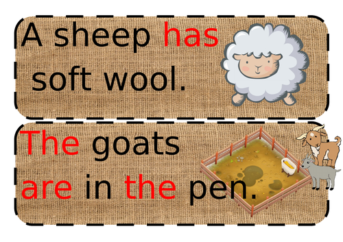 Farm themed simple sentences