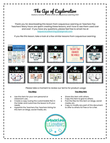 World History Stations Activity - The Age of Exploration *Print & Go Prep*