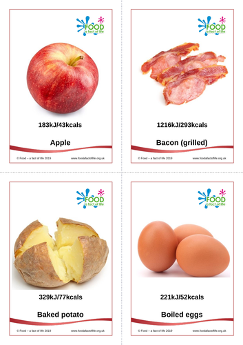 Healthy Eating - Energy Cards