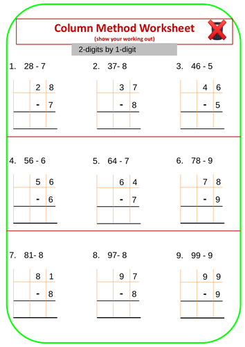 Subtracting Whole Numbers Worksheet