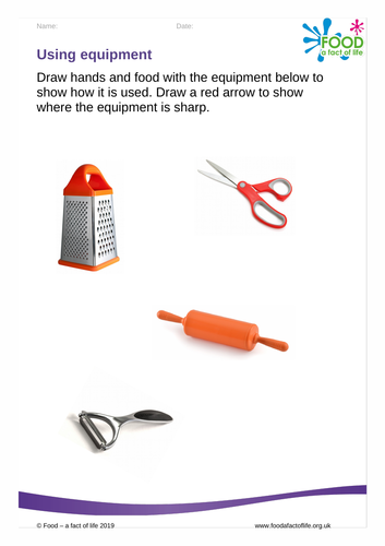 Cooking - Using Equipment Worksheet