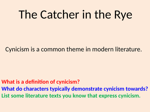The Catcher in the Rye Modern Times A Level lesson