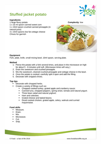 Healthy Eating - Key Fact 3 -Jacket Potato Recipe