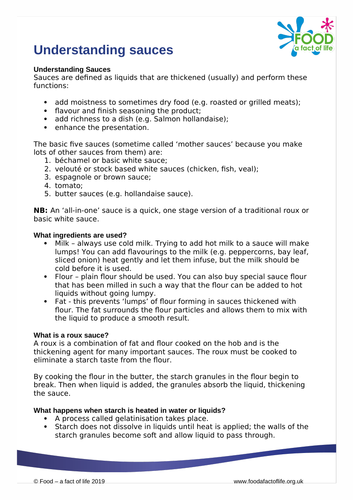 Understanding sauces teacher's guide