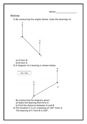 Bearings Worksheet Teaching Resources