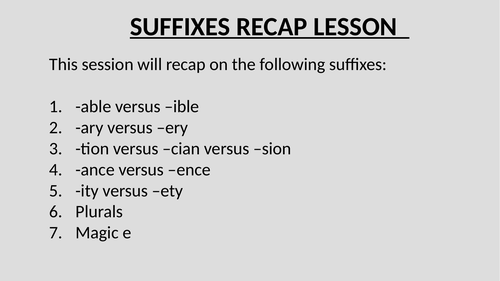 Lesson on suffixes