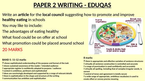 Paper 2 Writing task on healthy meals