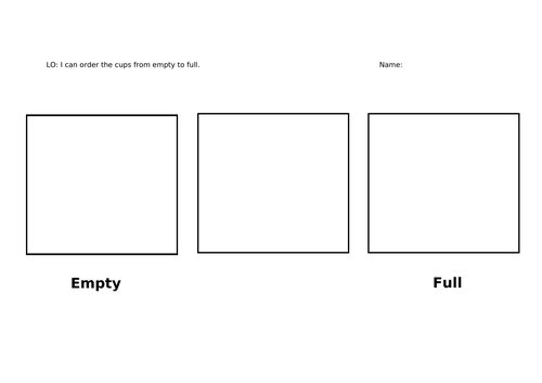Capacity sorting activity (cut and stick)