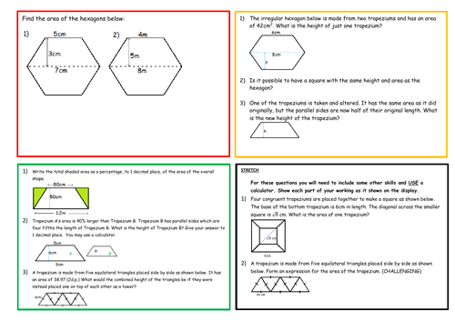 Area of a Trapezium Worksheet