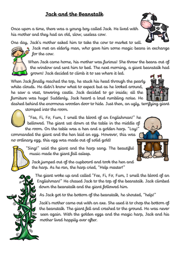 Jack and the Beanstalk themed instruction writing unit