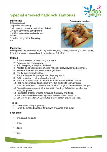 Special smoked haddock samosas