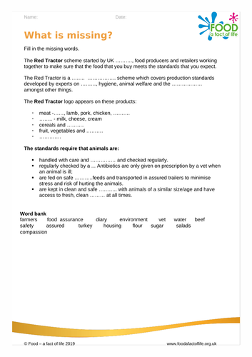 What is missing? Red Tractor activity