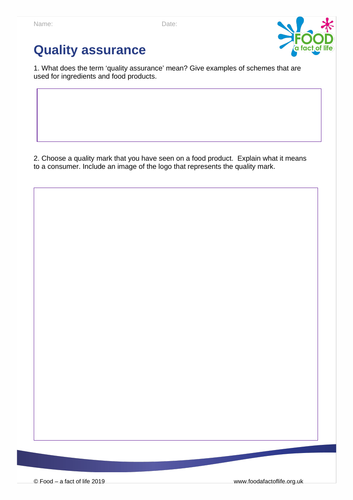 Farming - Food Assurance worksheet