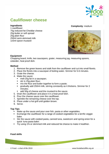 Cauliflower Cheese Recipe