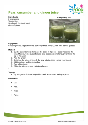 Cool Creations - Pear, Cucumber and Ginger Juice