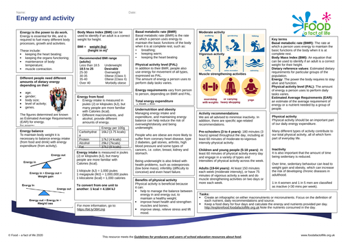 Energy and activity Knowledge Organiser 14-16 years