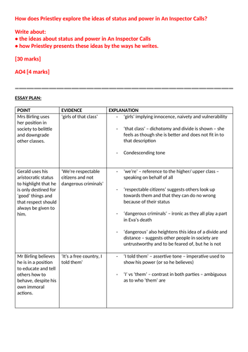Inspector essay plan image