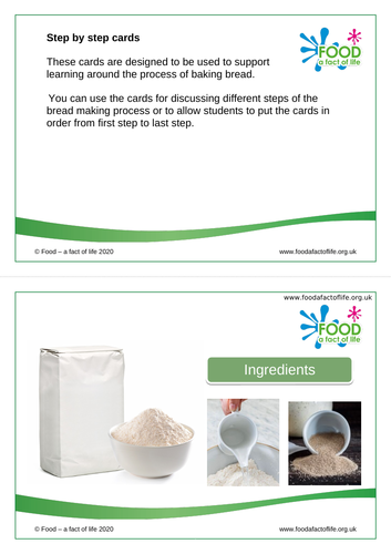 Baking bread steps cards